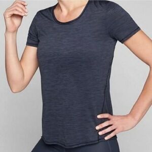 Athleta Shadow Stripe Chi Tee Blue